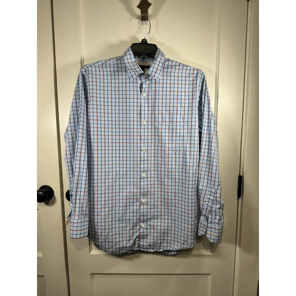 Men's Banana Republic Blue and Orange Plaid‎ Button Down, Long Sleeve, Size L